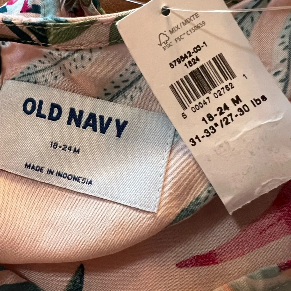 🆕 Old Navy Sleeveless Pink Floral Swing Dress 18-24mo.